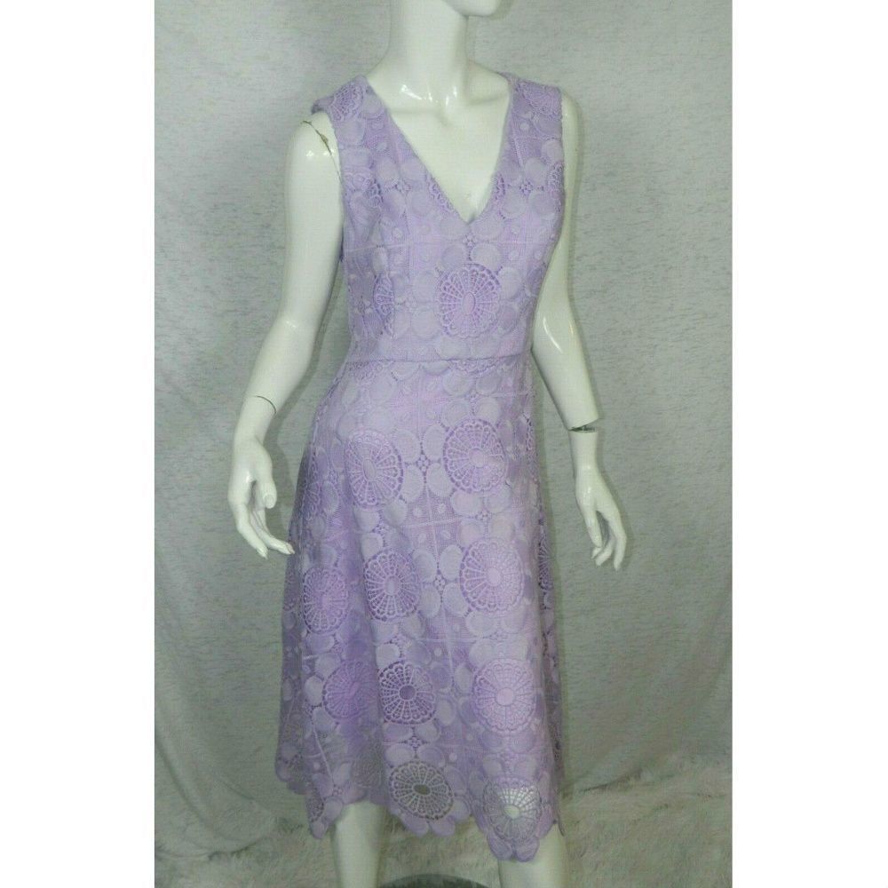 DONNA MORGAN Dress Purple Lace Eyelet Fit and Flare Size 8